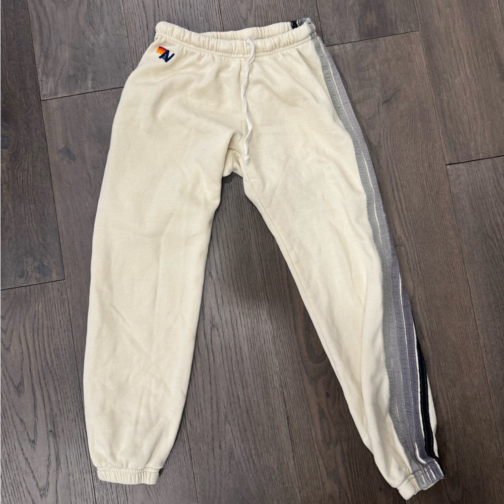 Aviator Nation Cream and Gray Joggers